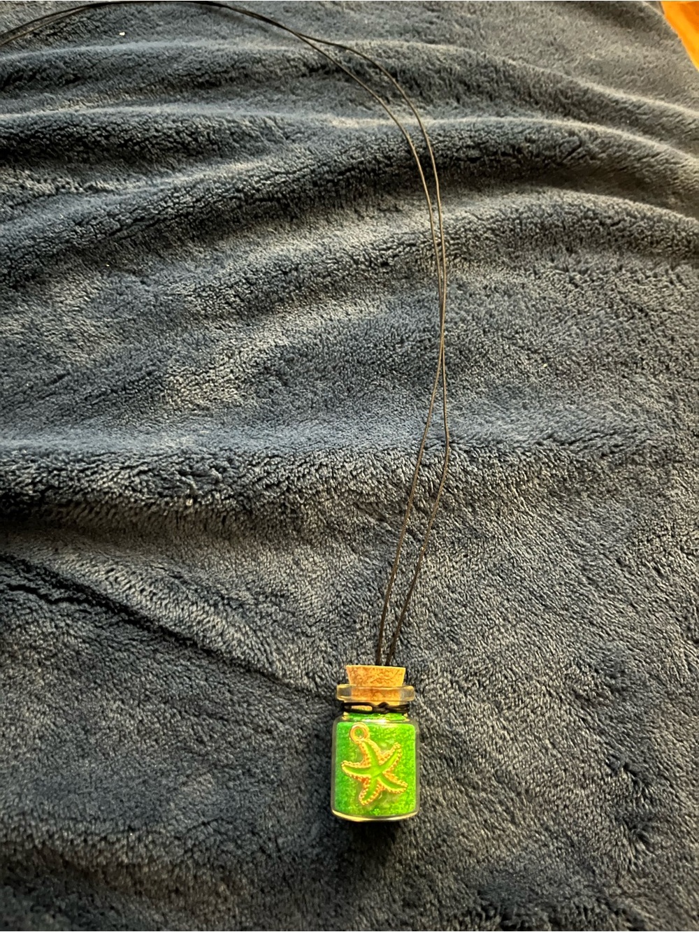 Green Starfish Fairy Potion Glitter Bottle Necklace w/ Pendant